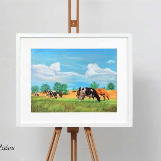 Irish landscape painting of cows in a field for sale. Check out our large selection of landscape paintings for sale on art4you.ie